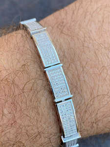 Pulseras de tenis con dijes de plata unisex, cierre de caja, 24g, engaste de bisel, joyería de boda de moda, estilo hip hop de lujo, venta al por mayor - Product Image 6