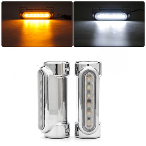 할리 로드 킹/투어링 모델용 <span class=keywords><strong>LED</strong></span> 엔진 가드 턴 시그널 라이트 IP67 스위치백 주행등 앰버 - Product Image 2
