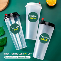 Gobelet en Plastique Clair Personnalisé Épais pour Café et Lait, Gobelet Dur en PP pour Boissons Froides avec Couvercle et Paille – Vente en Gros Usine