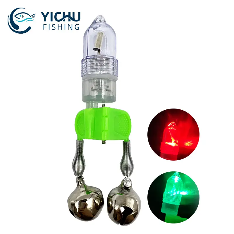 LED Night Fishing Rod Bite Bait Alarm Light With Twin Bells Ring Fishing Indicator Fish Bait Alarm