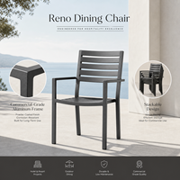 Chaise de salle à manger d'extérieur empilable moderne avec cadre en aluminium thermolaqué, mobilier de patio, fauteuil de jardin pour hôtel, restaurant, café