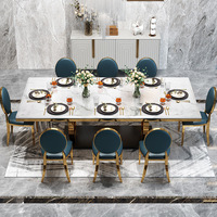 Ensemble de Table à manger en marbre italien de luxe avec chaises 4/6 places Rectangle or