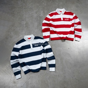 เสื้อเชิ้ตโปโลแขนยาวลายทางสไตล์ลำลองใส่สบายสำหรับฤดูใบไม้ร่วง ผ้าฝ้าย 100% คุณภาพสูง ปกเสื้อแบบปกเชิ้ต สำหรับผู้ชาย - Product Image 1