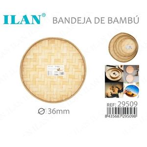 Vassoio in bambù Ilan 36 cm rotondo, intrecciato naturalmente, per servire - Product Image 3