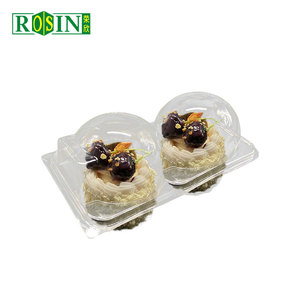 Pet lấy đi nhựa vỏ sò dùng một lần 2 khoang Vòng mousse mini trong suốt Bánh hộp container 500Pcs với nắp rõ ràng - Product Image 4