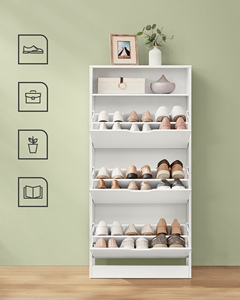Armoire à chaussures <span class=keywords><strong>VASAGLE</strong></span> en MDF pour entrée, 4 niveaux, ultra-fine, armoire à chaussures rabattable, meubles de salon, étagère à chaussures - Product Image 3