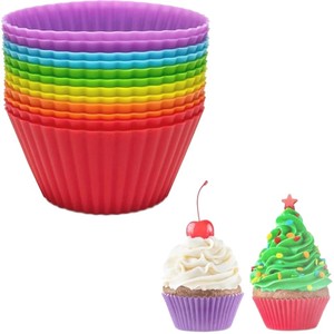 Moules à muffins ronds en silicone réutilisables, très vendus, arc-en-ciel, colorés, outils pour <span class=keywords><strong>cupcakes</strong></span>, qualité alimentaire, pour la cuisine, la pâtisserie, les moules à gâteaux - Product Image 1