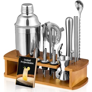 Camol Factory Ensemble <span class=keywords><strong>de</strong></span> 17 shakers à <span class=keywords><strong>cocktail</strong></span> avec logo personnalisé mixologie pour barman Kit <span class=keywords><strong>de</strong></span> barman en acier inoxydable avec support et <span class=keywords><strong>livre</strong></span> - Product Image 1
