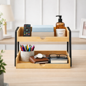 Organisateur de <span class=keywords><strong>bureau</strong></span> en bambou personnalisé, étagère de rangement en bois, <span class=keywords><strong>porte</strong></span>-gobelets, petit rangement de <span class=keywords><strong>bureau</strong></span> - Product Image 2