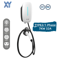 Borne de recharge murale pour véhicules électriques 7 kW, 32 A, Type 2, norme européenne, avec contrôle par application et RFID NFC pour usage domestique