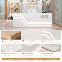 Comptoir de réception en MDF rainuré courbé de qualité supérieure avec base éclairée et armoire de rangement pour salon de beauté et bureau, directement de l'usine