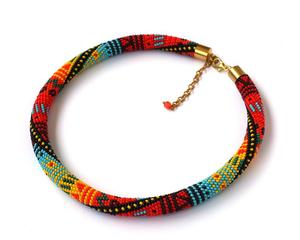 Collar de Cuerda Tejida a Crochet con Cuentas, Hecho a Mano, para la Felicidad - Product Image 1
