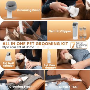 2L Dog Hair Vacuum & Grooming Kit with Plastic <b>Clipper</b> & Nail Grinder Low Noise Eco-Friendly 7 Tools Shedding Solution - Product Image 2