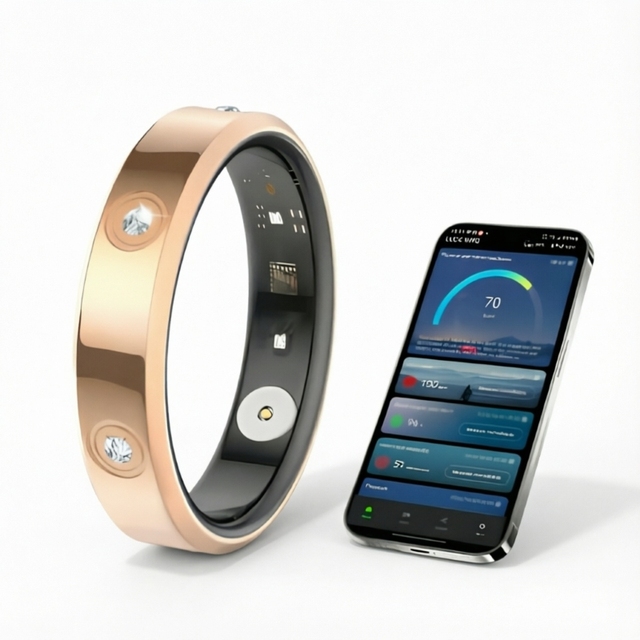 6.3mm Stainless Steel Smart Ring HRV Stress Menstrual Cycle Family Care Sleep Monitor SpO2 Heart Rate App Control