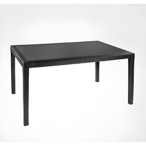 Tavolo in Lega Mod. QUEEN CM 150X90 Rattan Sintetico Intrecciato Effetto Polipropilene Antracite - Product Image 1