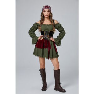 <span class=keywords><strong>Costume</strong></span> <span class=keywords><strong>da</strong></span> <span class=keywords><strong>Pirata</strong></span> per <span class=keywords><strong>Donna</strong></span>, Abito con Spalle Scoperte e Maniche a Sbuffo, con Cintura a Corsetto, Outfit per Cosplay Medievale e Halloween - Product Image 3