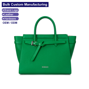 Elegante Borsa a Mano da Donna Personalizzata, Borsa Tote Verde alla Moda in Vera Pelle, Borsa da Lavoro in Pelle OEM per Donne con Accessori Coordinati - Product Image 1