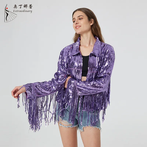 Chaqueta con <span class=keywords><strong>Flecos</strong></span> Estilo Vaquera, con Lentejuelas, para Discoteca, Ropa Urbana, Festival de Mardi Gras - Product Image 2