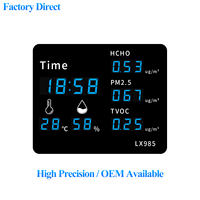 Monitor de Calidad del Aire, Detector de Humedad y Temperatura con Detección de CO2, Formaldehído/TVOC/PM2.5 para Pruebas de Aire Interior