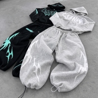 Ensemble de survêtement homme 2026 imprimé sérigraphié, sweat à capuche zippé et joggers graphiques, streetwear oversize Y2K, personnalisable OEM