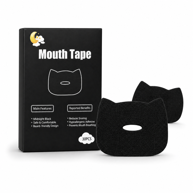 Private Label Premium Anti Snoring Sleep Strip Mouth Tape with Collagen and Hyaluronic Acid Breathable Hydrogel Black Mouth Tape