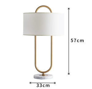 Wolongmountain Moderne Luxus-Marmor-Tischlampe, Schlichte Stoffschirm-Schreibtischleuchte für Wohnzimmer Arbeitszimmer Schlafzimmer Nachttisch Heimdekoration - Product Image 4