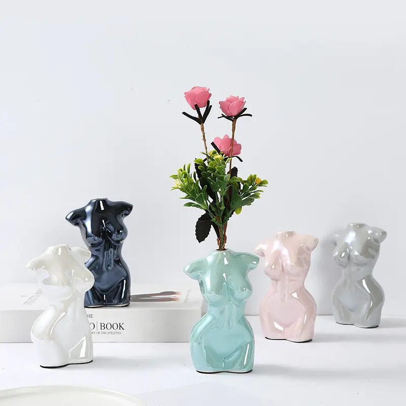 Europa-Stil der kreativen Körperform Kunst Keramik Blumenvase für Home Desktop-Dekoration Moderne Keramik Keramik