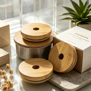 Custom Metal Food Storage <b>Container</b> With <b>Bamboo</b> Lid And Silicone Gasket For Coffee Tea Sugar Spice Kitchen Storage - Product Image 6