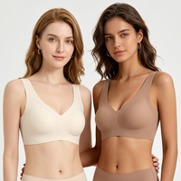 Soutien-gorge sans couture de haute qualité pour femme, confortable, minimisant, col en V, pour le sommeil, bonnets fins, maintien latéral, lissage du dos