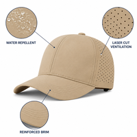 Casquette de baseball personnalisée hydrofuge à séchage rapide, découpée au laser, 6 panneaux, réglable, pour activités de plein air, randonnée, OEM, vente en gros, faible MOQ