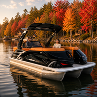 Bateau ponton en aluminium à triple tube, 12 places, 22 pieds, moteur hors-bord 200 CV en option, pour loisirs et pêche