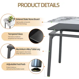 กรอบไม้สักหินอ่อนห้องครัวและโต๊ะรับประทานอาหารที่ทันสมัยสำหรับร้านอาหารและคาเฟ่ใช้1.4/1.6เมตร - Product Image 5