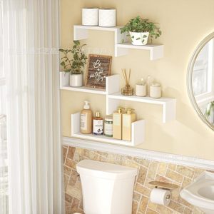 <b>Wall</b>-<b>mounted</b> Floating <b>Shelves</b> Rectangle Multipurpose Durable <b>Wall</b> <b>Mounted</b> Type Customizable Color For Bathroom Bedroom Living - Product Image 3