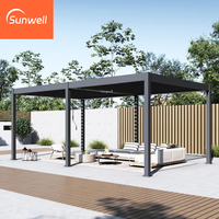 Système de pergola bioclimatique en aluminium à lames orientables, électrique et étanche, pour terrasse de jardin extérieure