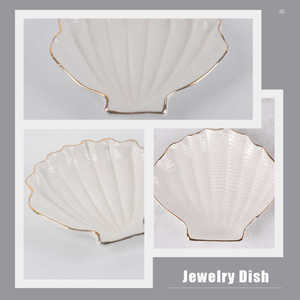 <strong>Jewelry</strong> Dish Shell Seashell Tray Trinket Stud Ear Holder Plate Earring Organizer Necklace Showing <strong>Ceramic</strong> <strong>Box</strong> Jewel Sea Ring - Product Image 2