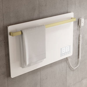 Porte-serviettes chauffant mural moderne en acier inoxydable et pierre frittée, design usine, avec 4 barres, pour salle de bain - Product Image 5