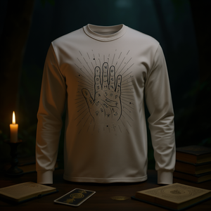 Camiseta de Manga Larga con Diseño Místico de Lectura de Palmas, Palmistería Sagrada y Diseño Psíquico - Product Image 3