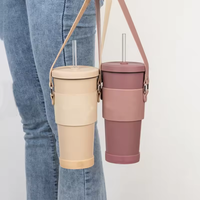 Housse de tasse thermique d'été en cuir PU durable pour thé au lait et café, surface lisse, manchon de tasse personnalisé