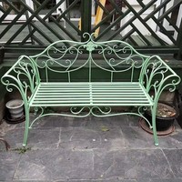 Chaise longue double en métal de style pastoral européen avec dossier pour utilisation en extérieur, cour, balcon, jardin, parc