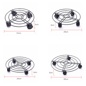 Оптовая продажа: Круглый прочный поддон для растений из железа с порошковым покрытием, на колесиках, с тормозом, для сада и дома - Product Image 2