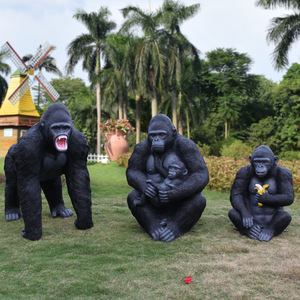 Escultura <span class=keywords><strong>de</strong></span> fibra <span class=keywords><strong>de</strong></span> vidrio <span class=keywords><strong>de</strong></span> orangután grande simulada mono King Kong Navidad Parque Ecológico bosque paisaje decoración Animal - Product Image 1