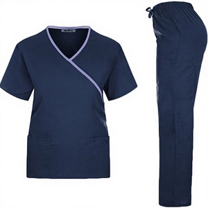 Unisex Med5 Uniform <b>Scrubs</b> Set Skinny Leg <b>Scrub</b> Pants Zippered Pockets V-neck <b>Scrub</b> <b>Top</b> Polyester Hospital Use Fully Customized - Product Image 2