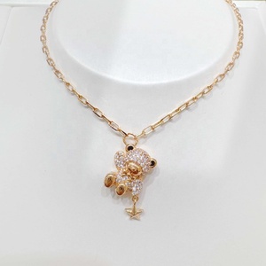 Collares de plata 925 con baño de oro rosa para niñas, precio de fábrica, personalizados, con colgante de oso, para mejores amigas. - Product Image 4
