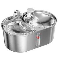 Fontaine à eau portable ovale moderne en acier inoxydable pour chiens et chats, grande capacité, automatique, étanche IPX8