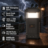 Radio para el Hogar DF585 Resistente al Agua con DAB Plus y FM, Altavoz Inalámbrico, Carga Solar, Manivela, Linterna para Camping y Dispositivo SOS