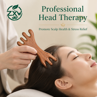 Peigne 2-en-1 en bois de santal naturel et en bois de cerf pour massage du cuir chevelu et des yeux, thérapie des méridiens, masseur de tête et outil de Gua Sha