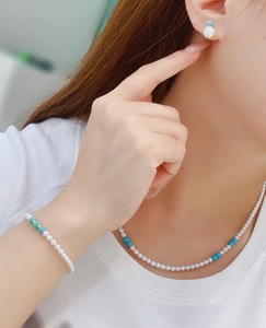 Soft Lovely Bright Polished 18K Solid Gold Akoya Saltwater Pearl Ear <b>Studs</b> Embellished With Natural Peridot Blue Topaz - Product Image 2