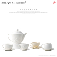 Ensemble théière et tasses en porcelaine fine de luxe avec logo personnalisé pour café