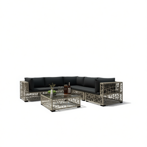 Set da Giardino in Rattan Grigio per 10 Persone, Arredamento da Esterno Elegante e Resistente alle Intemperie - Product Image 1