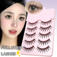 Kit de 5 paires de faux cils naturels faits à la main, style Manga, en faux vison, en bande, vente en gros